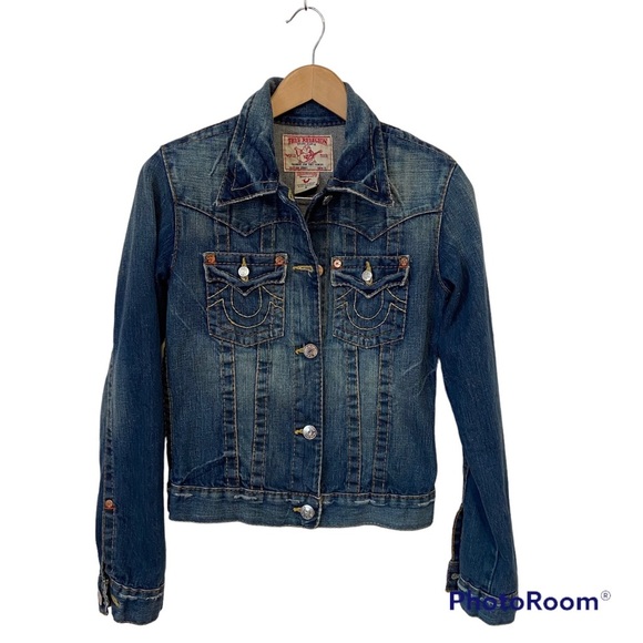 True Religion Jackets & Blazers - True Religion Women’s Denim Jean Jacket World Tour Horseshoe Small